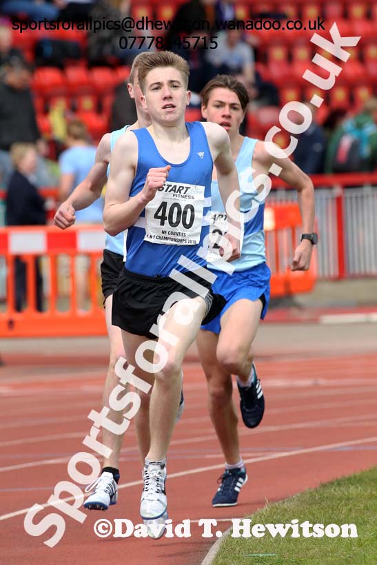 Mens under-17s 1500 metres, North Eastern Track and Field Champs, Gateshead Stadium. Photo: David T. Hewitson/Sports for All Pics